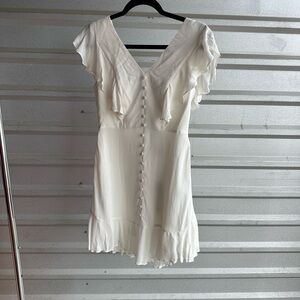 BCBGMaxAzria White Ruffled Sheath Dress